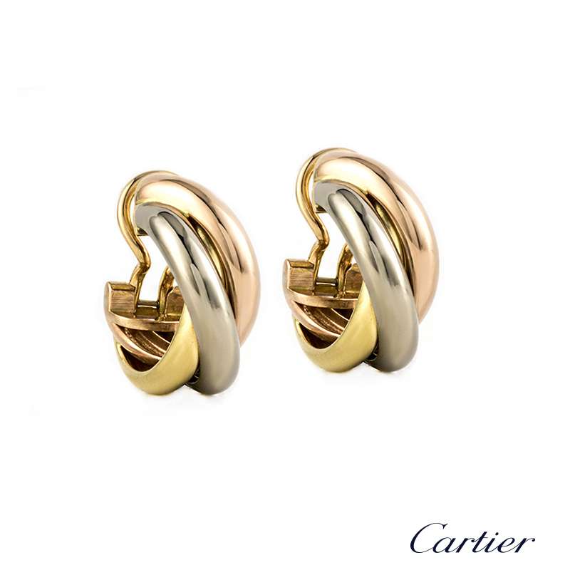 Cartier 18k Three Colour Gold Trinity Earrings B&P 80083231 | Rich Diamonds