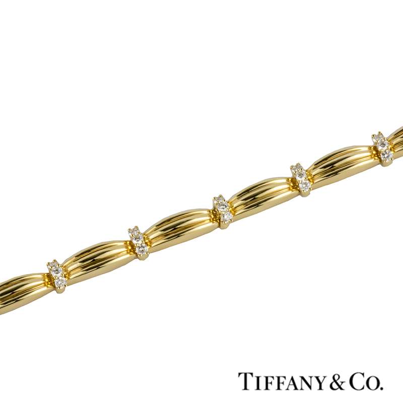 Tiffany & Co 18k Yellow Gold Diamond Set Bracelet c1992