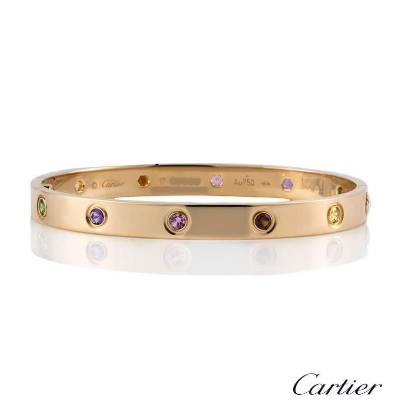 cartier love bracelet coloured stones