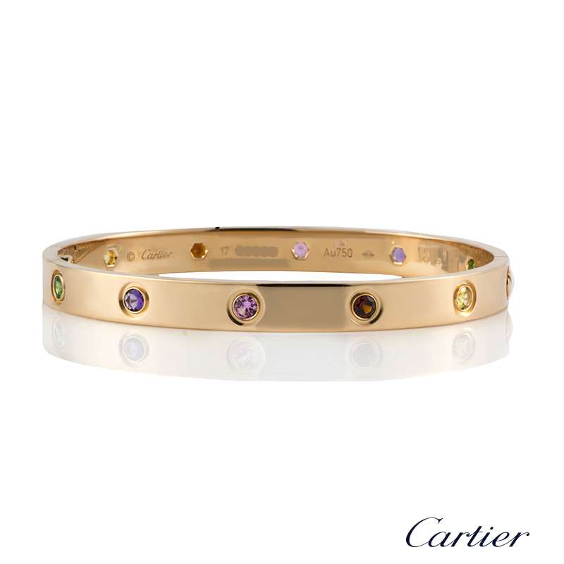 cartier love bangle coloured stones