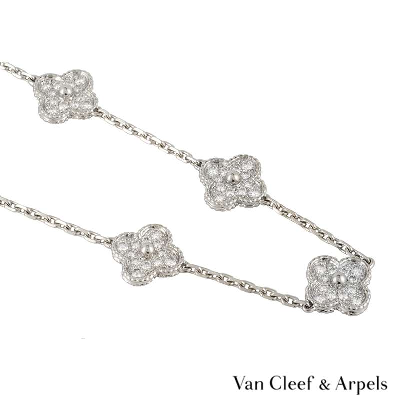 Van Cleef & Arpels Magic Alhambra Diamond Necklace in 18k White Gold 2.55  CTW | myGemma | NZ | Item #115969