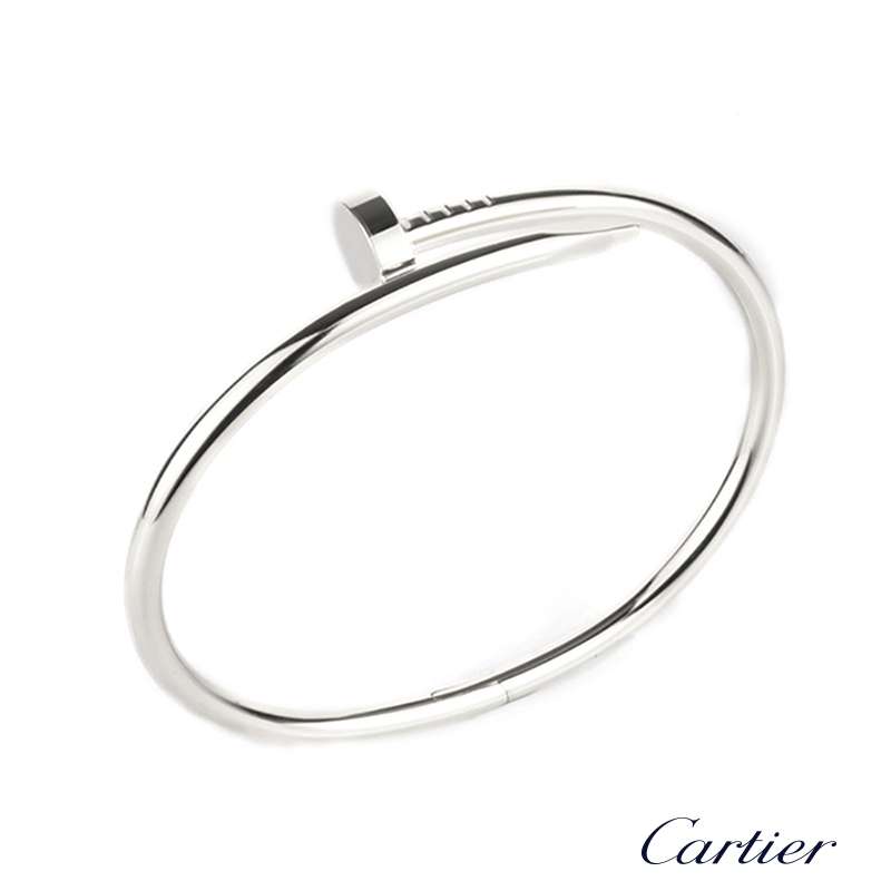 Cartier 18k White Gold Juste Un Clou Bangle Size 18 B6037618 | Rich ...