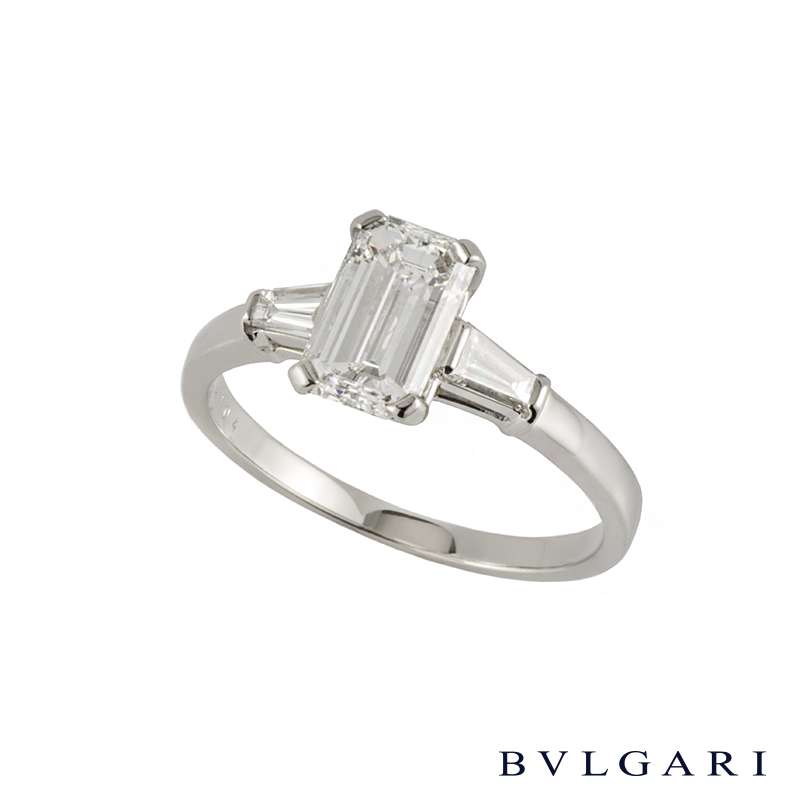 Bvlgari Emerald Cut Diamond Griffe Ring 