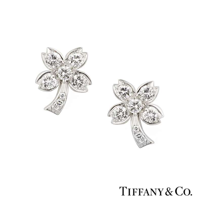 Tiffany Co Diamond Palm Tree Earrings In Platinum Rich Diamonds Tiffany Co Diamond Palm Tree Earrings In Platinum