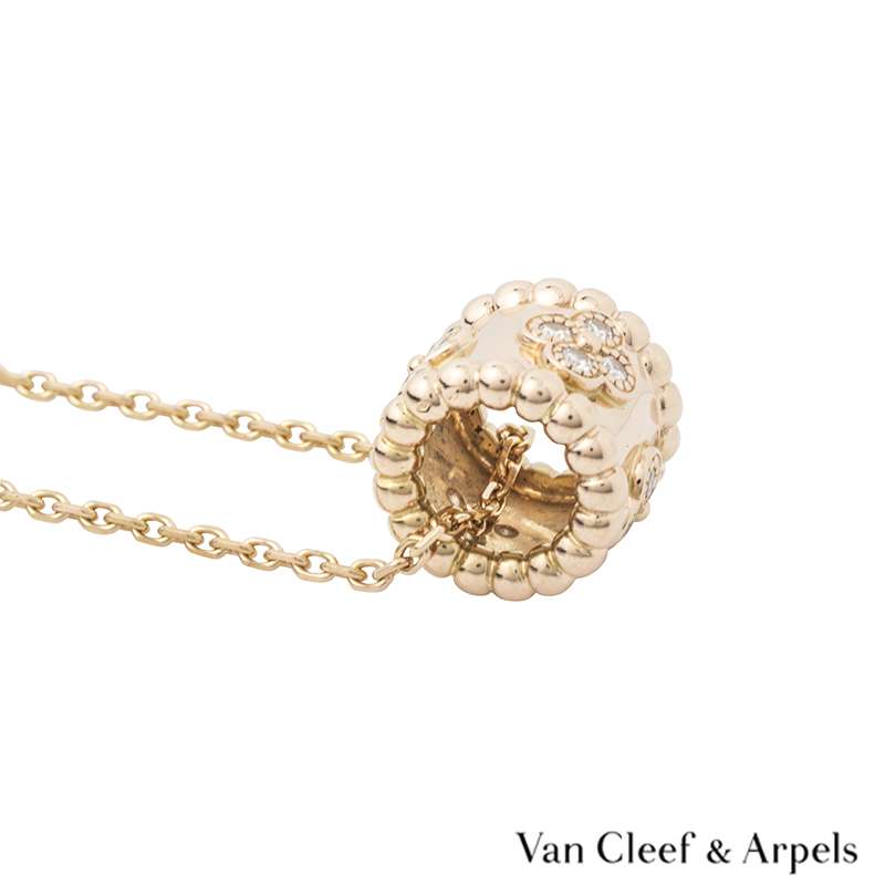 Van Cleef and Arpels 18k R/G Perlee Clover Pendant VCARO2EE00 Rich