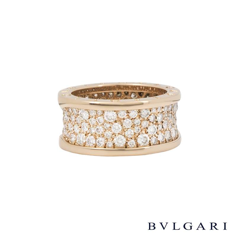 Bvlgari 18k Rose Gold Diamond Set B.zero1 Ring B&P AN855553 | Rich Diamonds