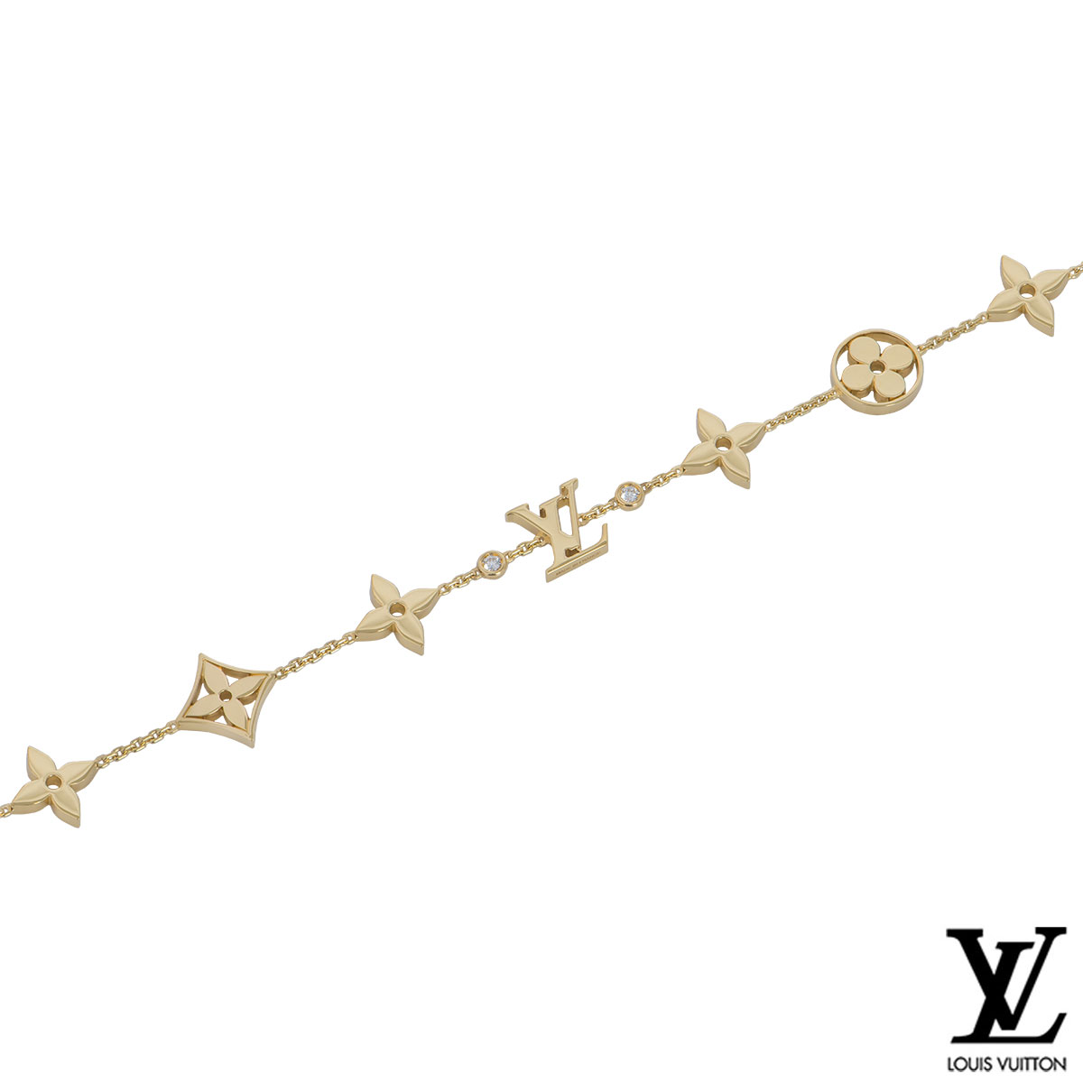 Louis Vuitton Idylle Blossom Twist Bracelet, Yellow Gold and Diamonds Gold. Size L