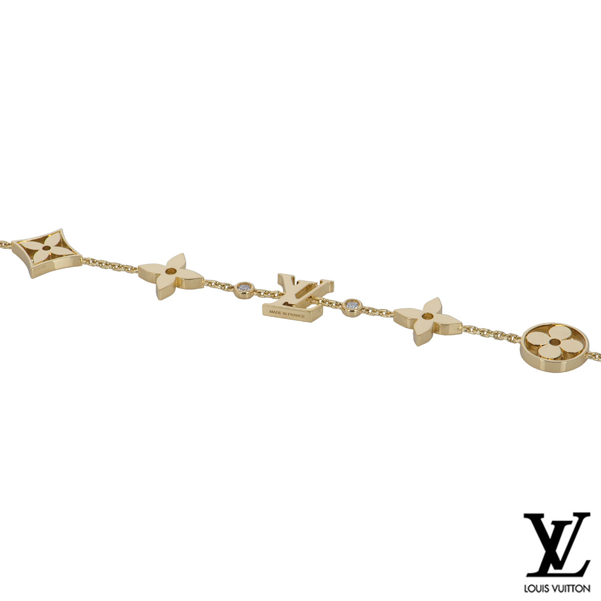 Louis Vuitton Tri-Colored Gold Idylle Blossom Monogram Bracelet , Station Bracelet, Contemporary Jewelry