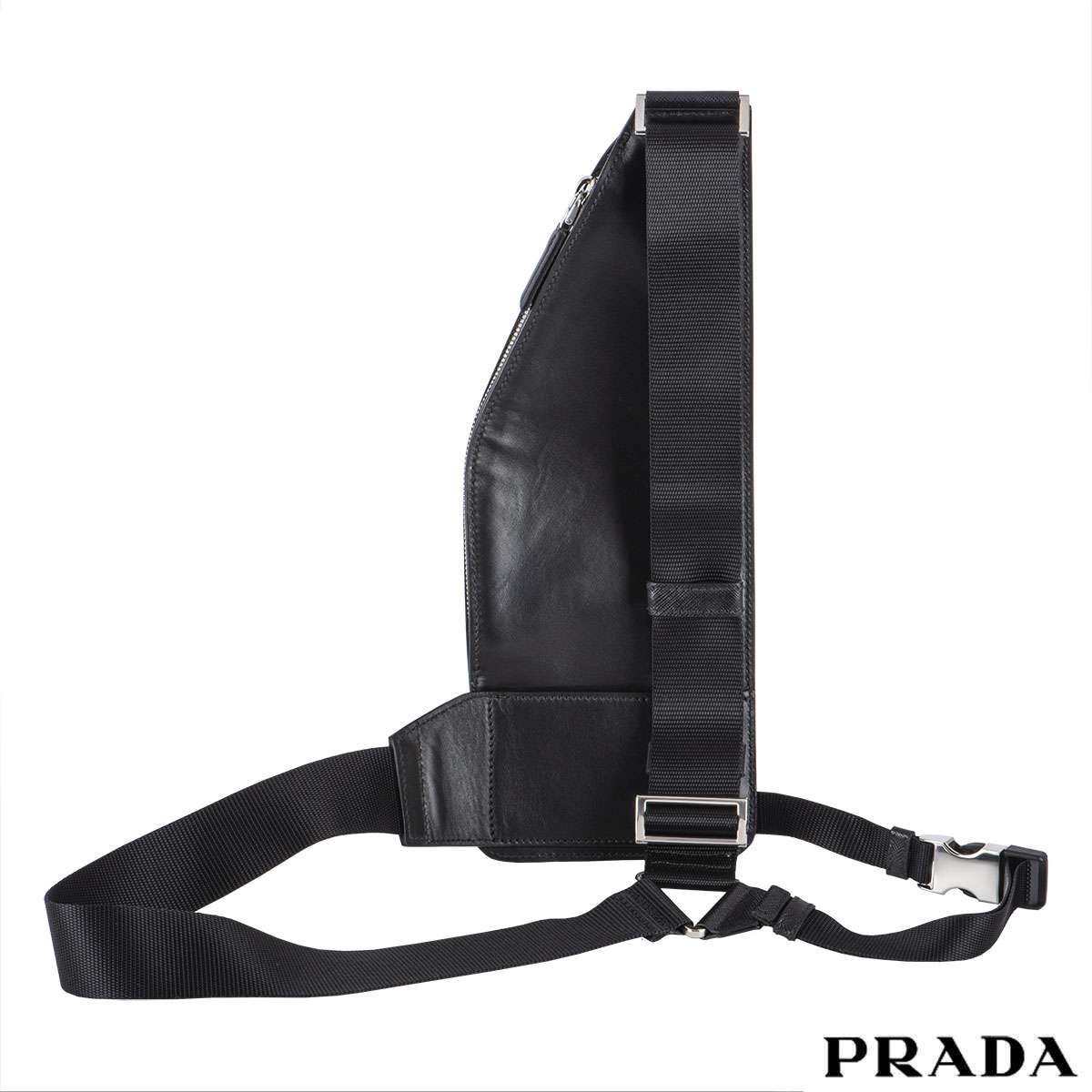 Prada Black Saffiano Leather Crossbody bag | Rich Diamonds