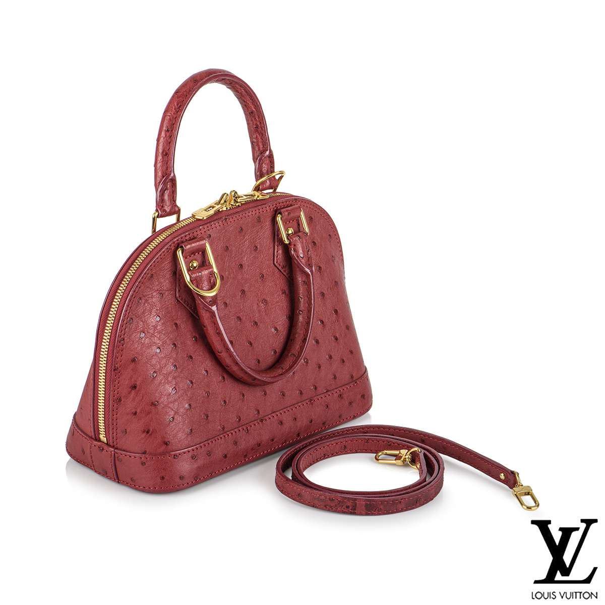 Louis Vuitton Fuchsia Ostrich Alma BB Bag | Rich Diamonds