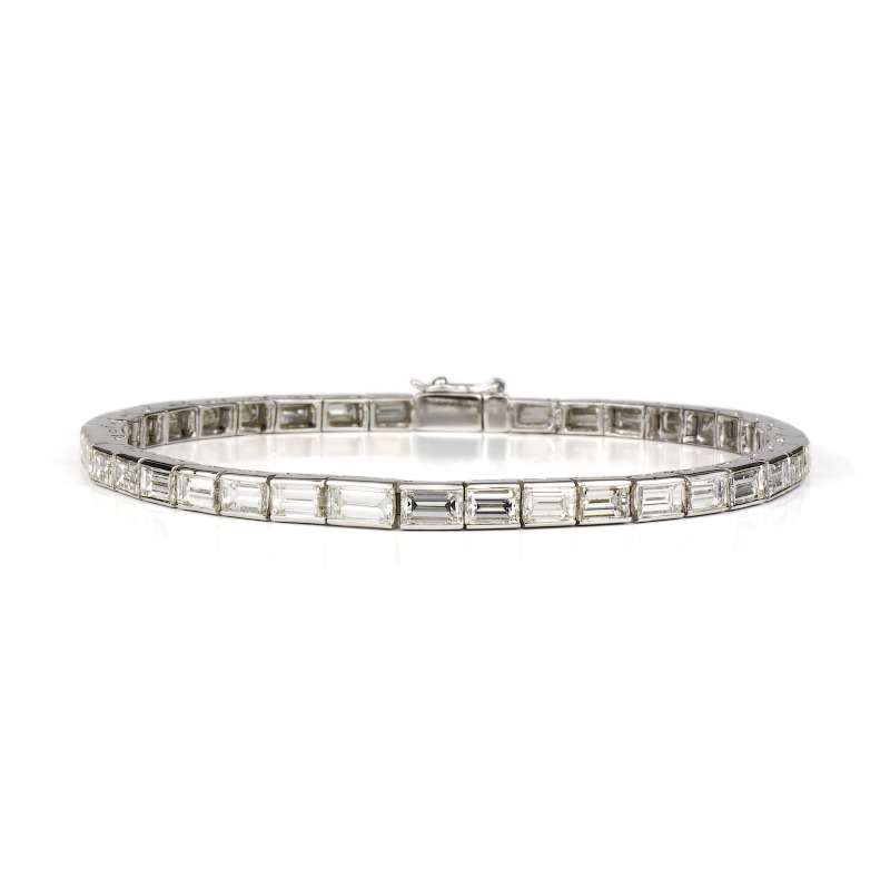 18k Gold Line Bracelet Baguette cut Diamonds 9.25ct Total | Rich Diamonds