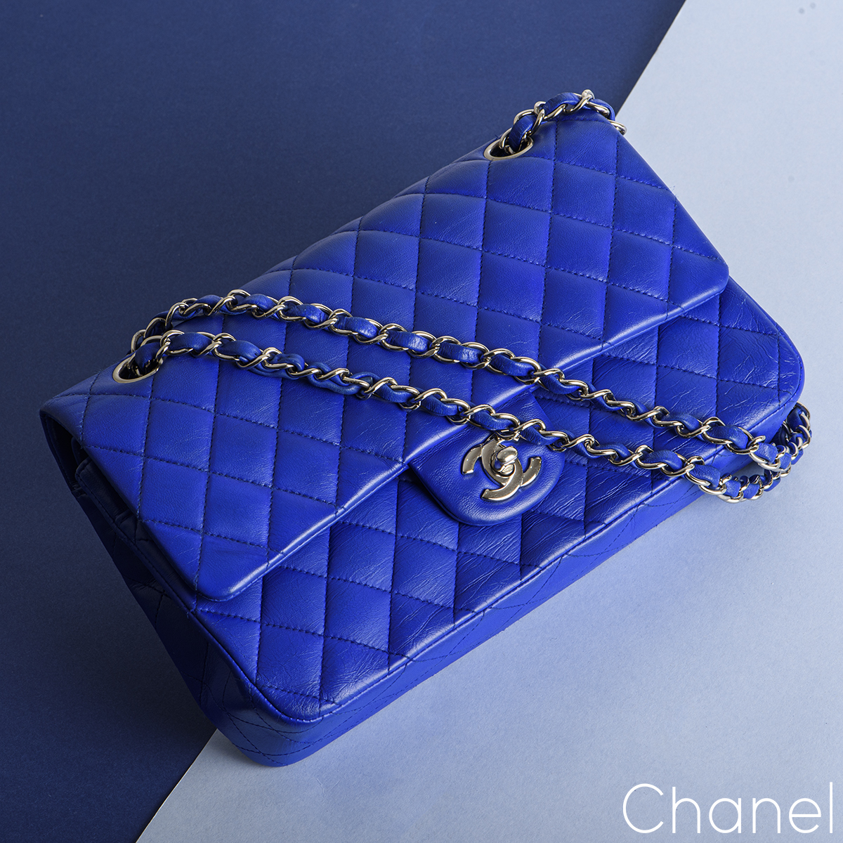 Chanel PST Caviar Quilted Bag in Royal Blue W Silver Hardware   Bagnshoeport