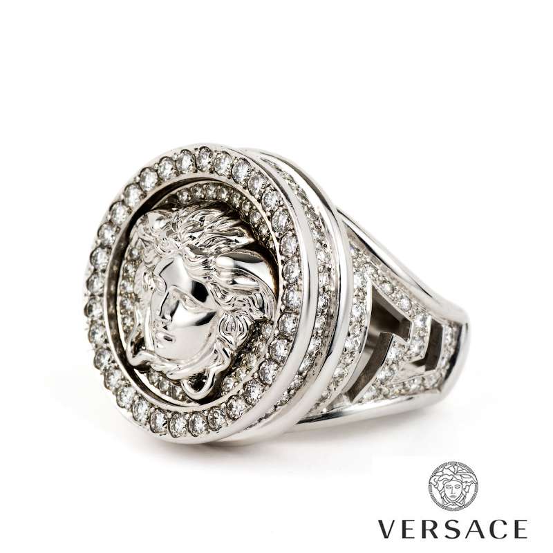 versace white gold ring