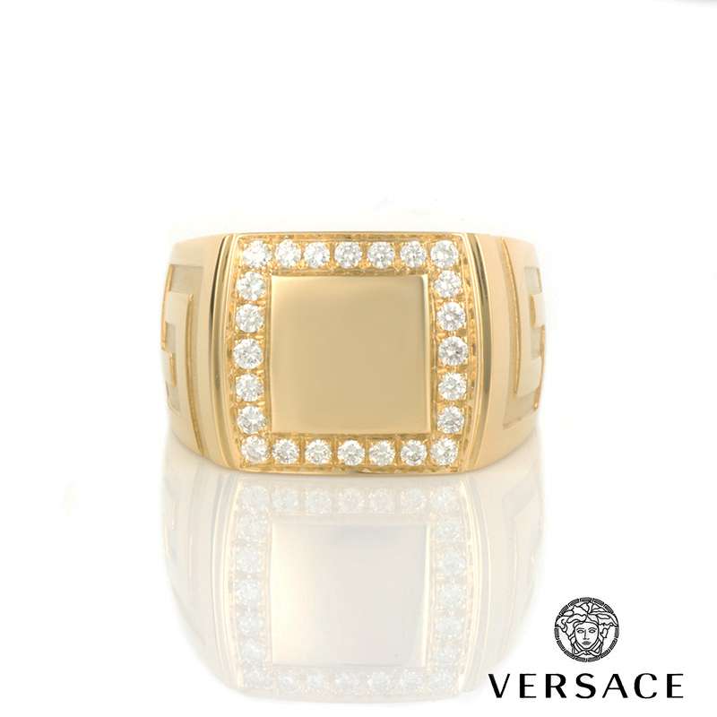 Versace 18k Yellow Gold Diamond Ring Rich Diamonds