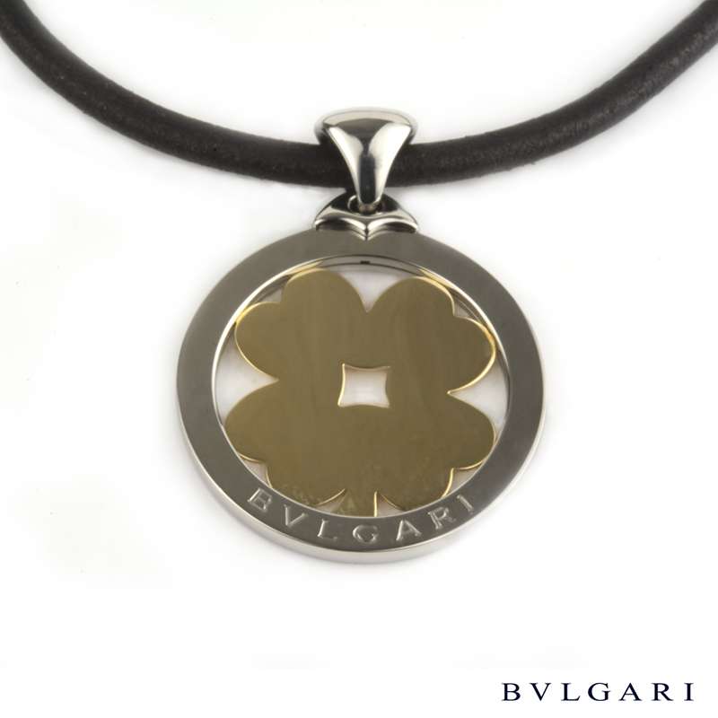 Bvlgari Steel and Gold Large Four Leaf 