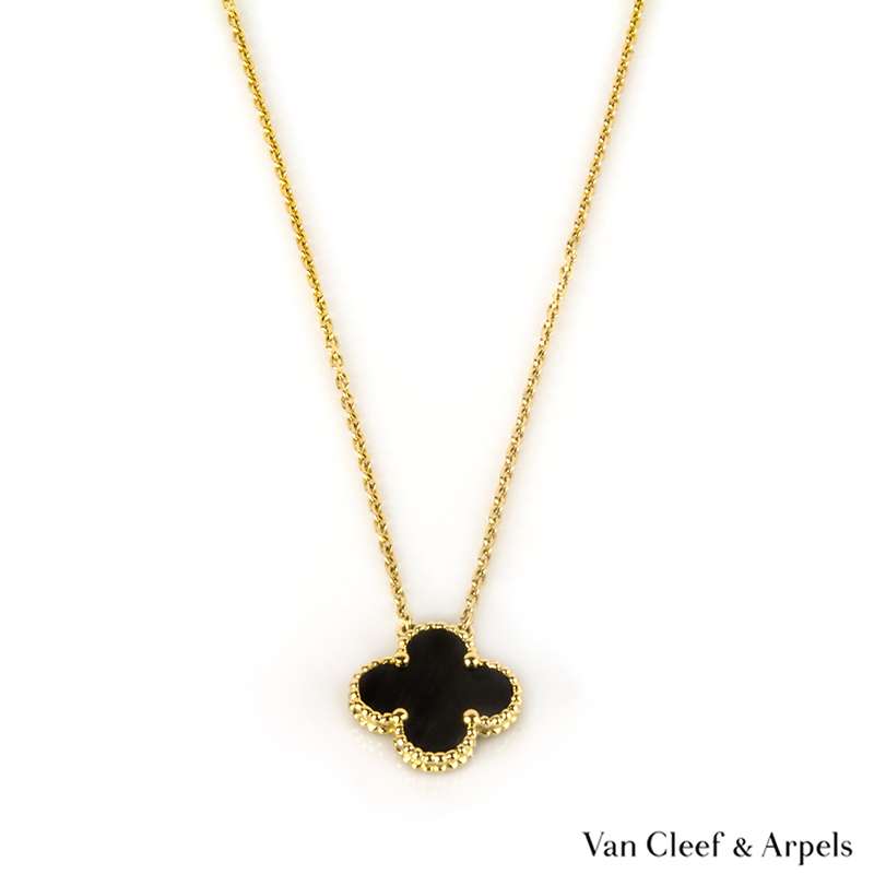 Van Cleef & Arpels 18k Y/G & Onxy Vintage Alhambra Pendant | Rich Diamonds