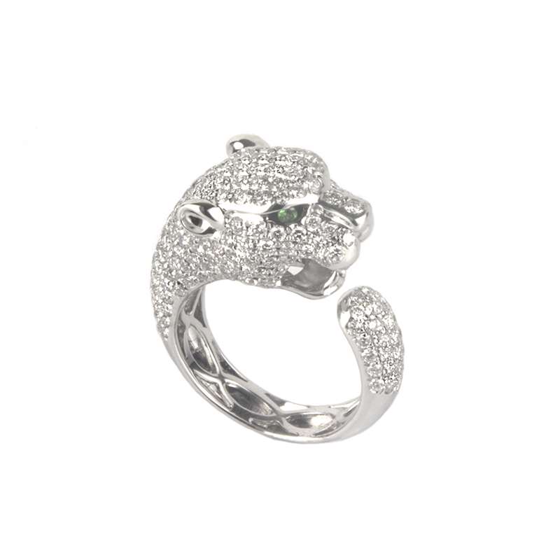 white gold panther ring