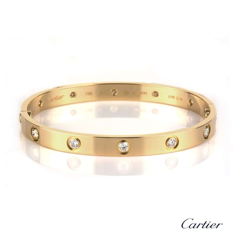 Cartier Love Bracelet 18k Pink Gold with 10 Diamonds B6040617