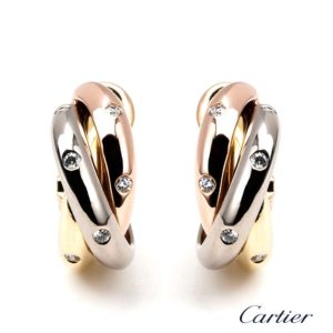 18K Cartier Diamond Trinity Earrings