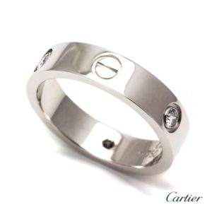 18WG Cartier Half Diamond Love Ring Size 55