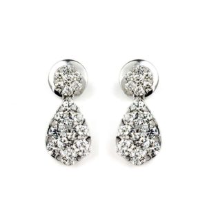 18WG Diamond Cluster Drop Earrings 2.93TDW