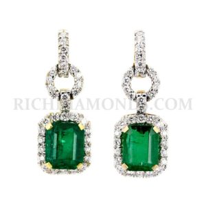 18YG 9.38ct Emerald And Diamond Earrings