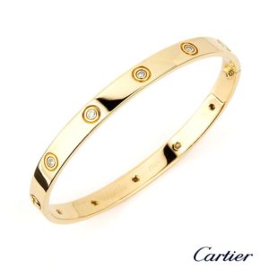 18YG Cartier Full Diamond Love Bangle size 18