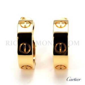 18YG Cartier Love Hoop Clip Earrings