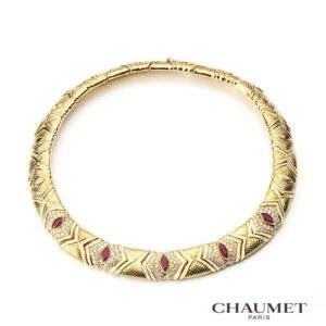 18YG Chaumet Diamond and Ruby Necklace