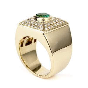 18YG Emerald Ring 0.65ct and Diamond Ring