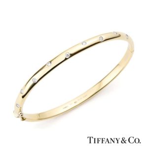 18YG and Plat Tiffany & Co. 'Etoile' Diamond Bangle
