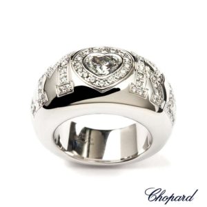 Chopard 18k White Gold Diamond AMORE Ring 82/3821-1105 B&P