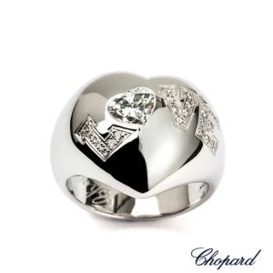 Chopard 18k White Gold Diamond Heart LOVE Ring B&P 82/3583-1109