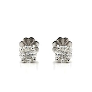 18WG Diamond Cluster Earrings 0.96TDW