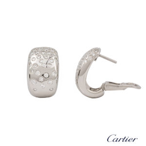 Cartier 18k White Gold Diamond Set Draperie Earrings