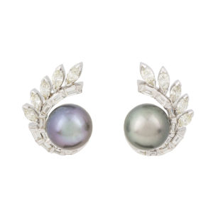 18k White Gold Diamond and Pearl Ear Studs 1.82ct