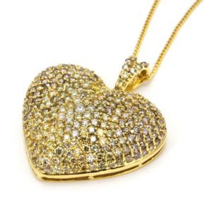 18ct Yellow Gold Fancy Brown & Yellow Diamond Heart Pendant
