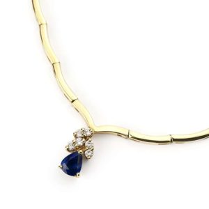 18YG Mappin & Webb Sapphire and Diamond 'V' Shaped Necklace