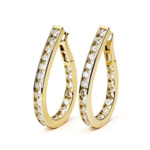 18YG 10.80ct G/VS Channel Set Diamond Hoop Earrings