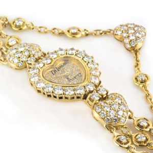 De Laneau 18k Yellow Gold Diamond Set Vintage Ladies Watch By Asprey