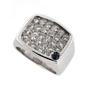 18ct White Gold Diamond Signet Ring