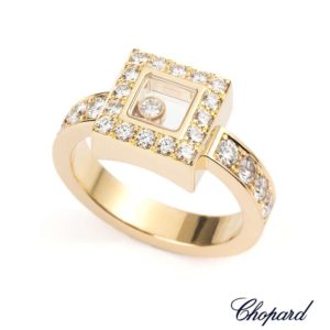 Chopard 18ct Yellow Gold Happy Diamonds Square Ring 82/2939-20