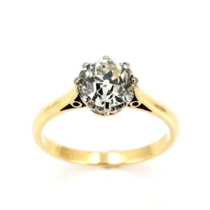 18k Yellow Gold Old Cut Diamond Ring 1.41ct K/SI1