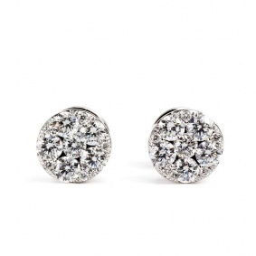 18WG 1.65TDW Diamond Cluster Earrings