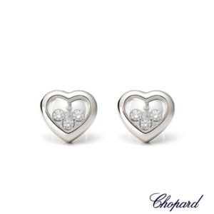 Chopard 18ct White Gold Happy Diamonds Heart Earrings 83/4611-1001