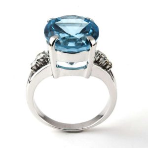 18WG Diamond and Topaz Ring