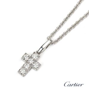 Cartier 18ct White Gold Cross Decor Charm on Chain B3008300
