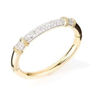 18k Yellow Gold Diamond Oval Hinged Bangle 2.48ct
