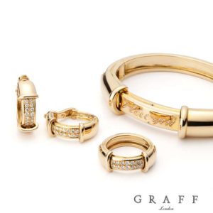 Graff 18ct Yellow Gold I Love You Bangle, Earrings and Ring Set