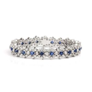 18WG Sapphire and 7.00ct G/H VS/SI Diamond Bracelet